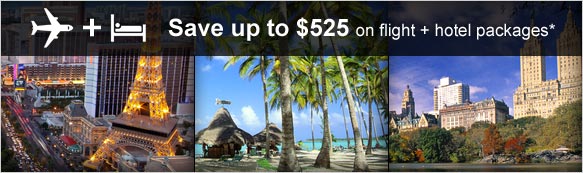 Save up
        to $525 on flight + hotel packages*