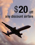 $20 off any discount airfare